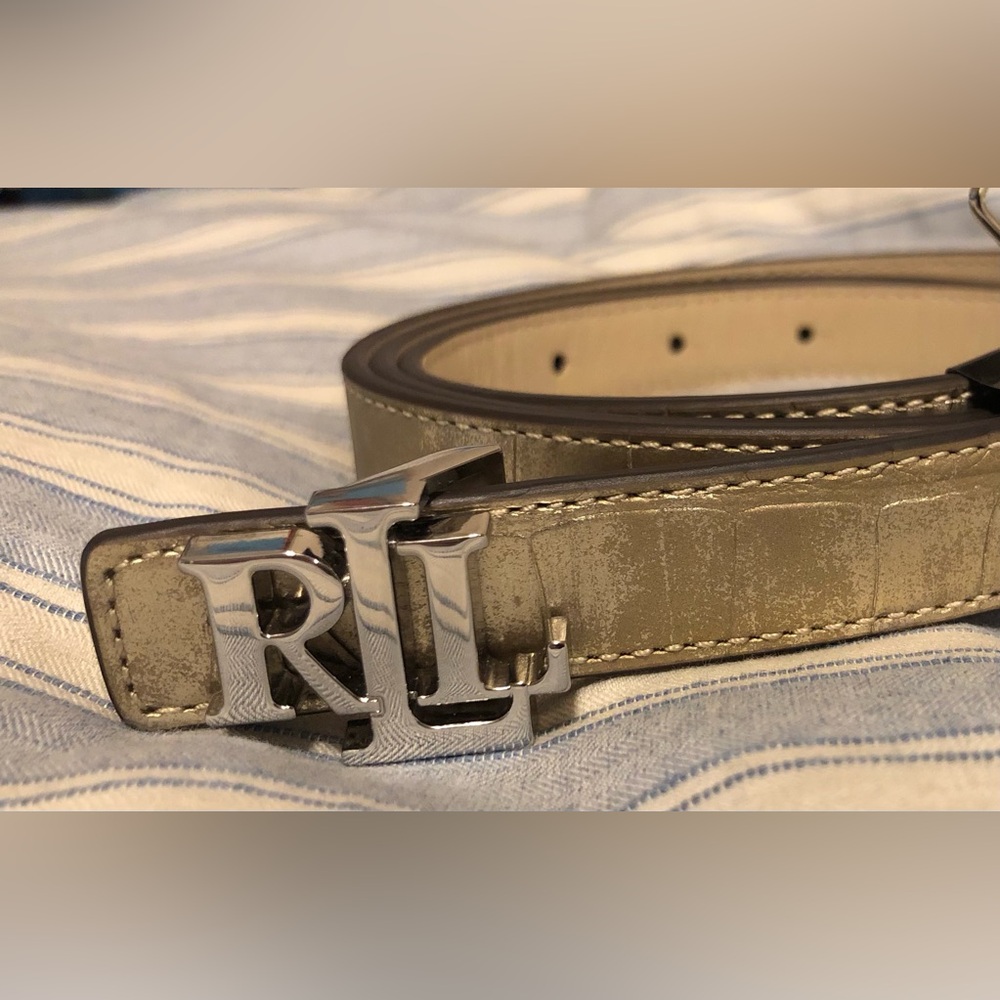 NWOT Ralph Lauren Gold / Cream Reversible Belt Size 1X